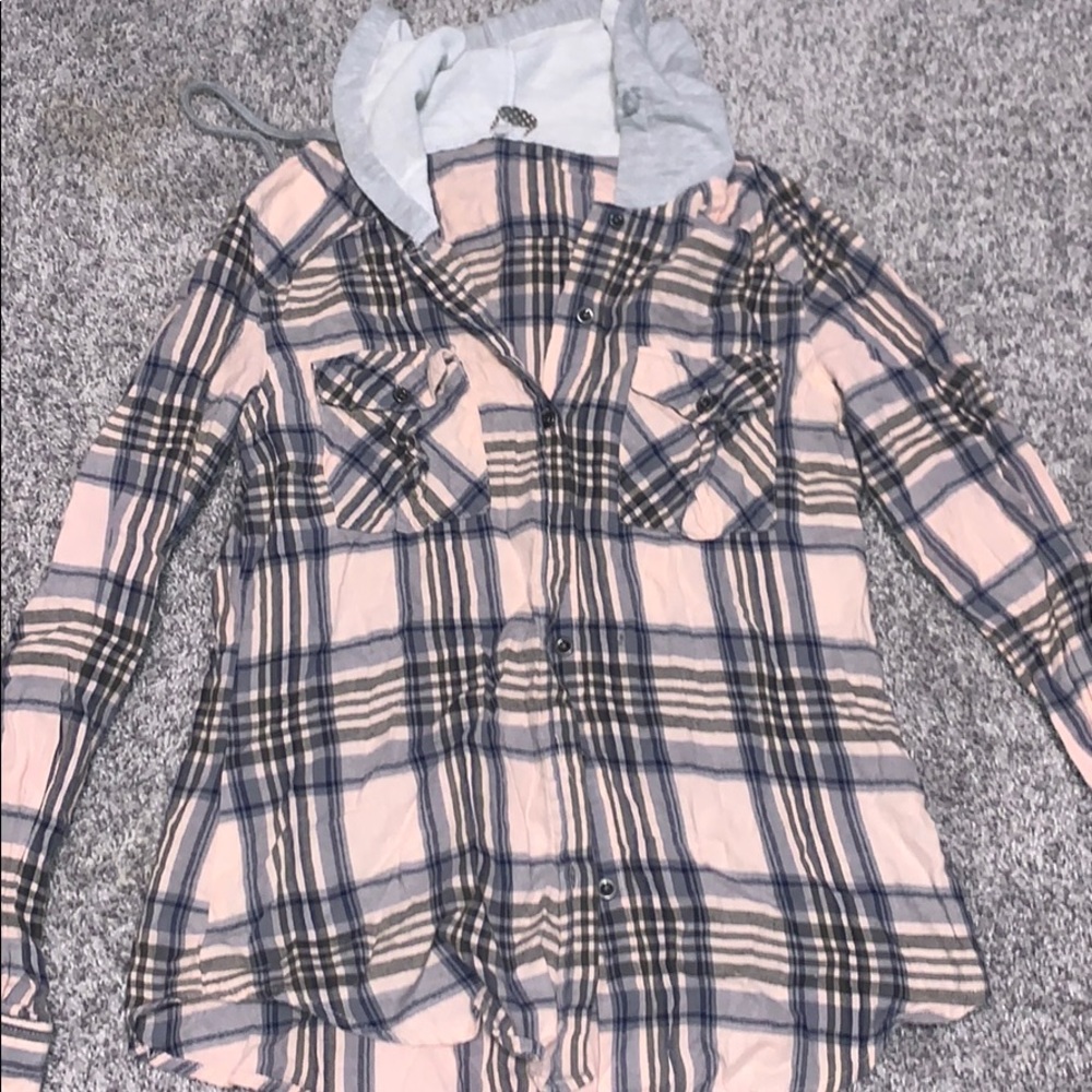 BUTTON UP FLANNEL WITH HOOD